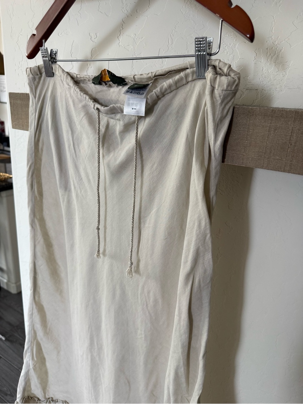 Eddie Bauer|Lagenlook Light Beige Ruffle-Hem Maxi Skirt-100% LINEN,MEDIUM•Beachy - Picture 6 of 14